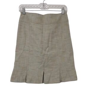 Women’s Tweed Pleated Skirt Size Small Beige Multi-Color Buttons